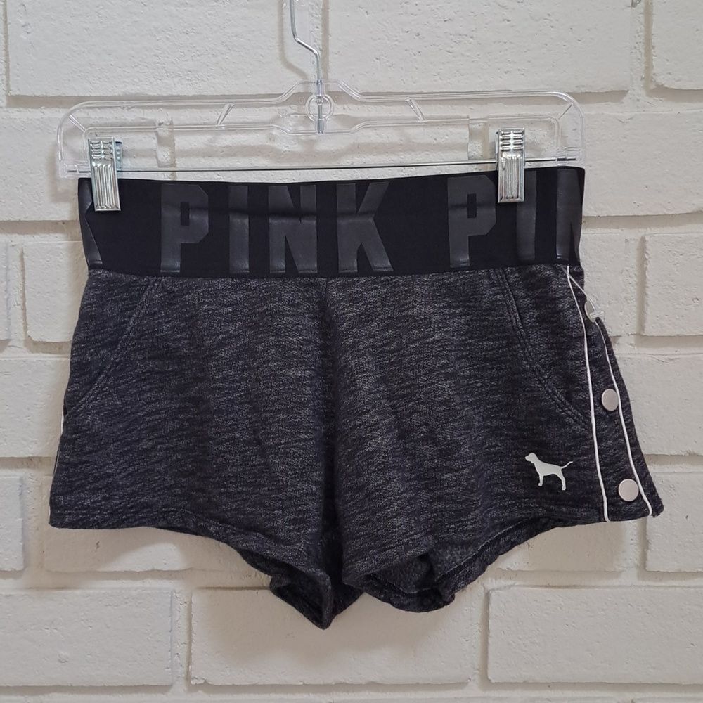 Pink Black/Gray Heathered Button Detail Mini Shorts. NWOT